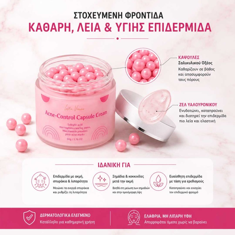 Κρέμα για ακμή, σπυράκια και σημάδια με Salicylic Acid και Niacinamide