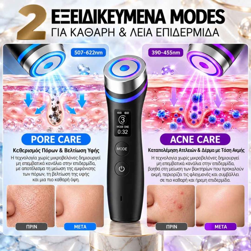 6-in-1 LED Microcurrent Device – Συσκευή Σύσφιξης & Lifting Προσώπου